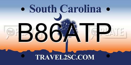 B86ATP South Carolina License Plate