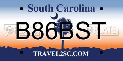 B86BST South Carolina License Plate