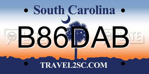 B86DAB South Carolina License Plate