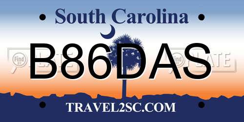 B86DAS South Carolina License Plate