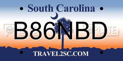 B86NBD South Carolina License Plate