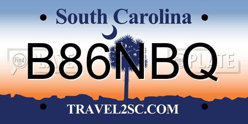 B86NBQ South Carolina License Plate