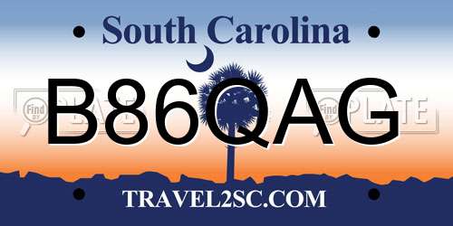 B86QAG South Carolina License Plate