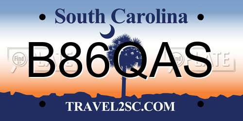 B86QAS South Carolina License Plate