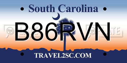 B86RVN South Carolina License Plate