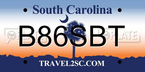 B86SBT South Carolina License Plate
