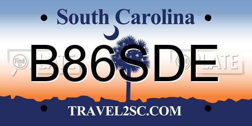 B86SDE South Carolina License Plate
