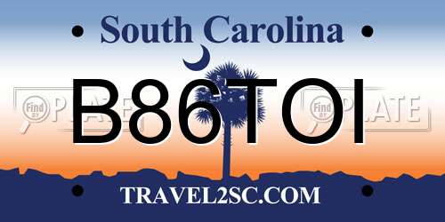 B86TOI South Carolina License Plate