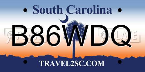 B86WDQ South Carolina License Plate