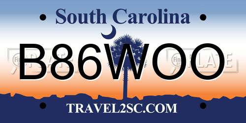 B86WOO South Carolina License Plate