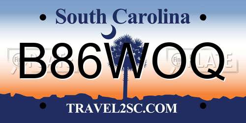 B86WOQ South Carolina License Plate