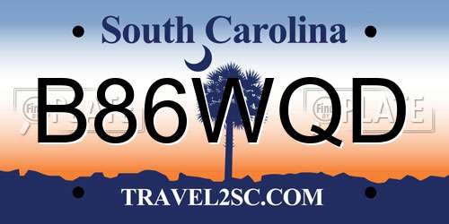 B86WQD South Carolina License Plate