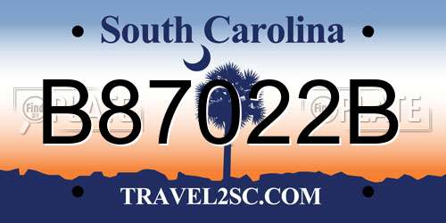 B87022B South Carolina License Plate