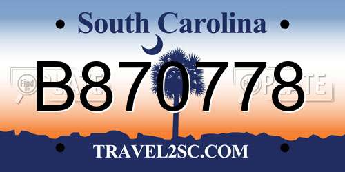 B870778 South Carolina License Plate