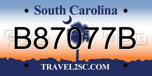 B87077B South Carolina License Plate