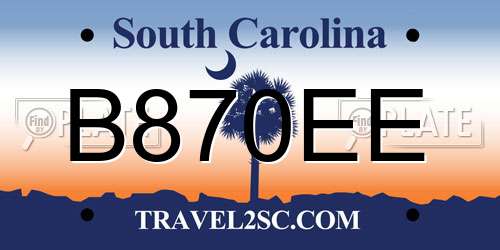 B870EE South Carolina License Plate