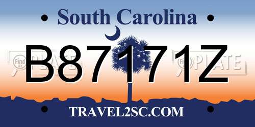 B87171Z South Carolina License Plate