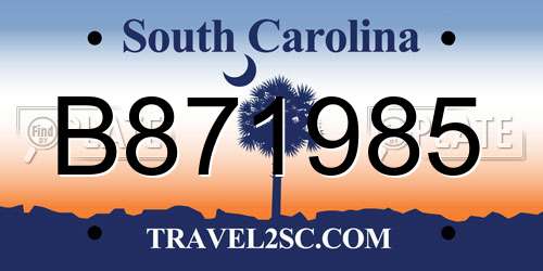 B871985 South Carolina License Plate