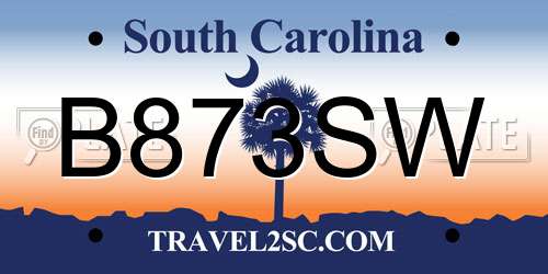 B873SW South Carolina License Plate
