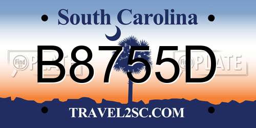 B8755D South Carolina License Plate