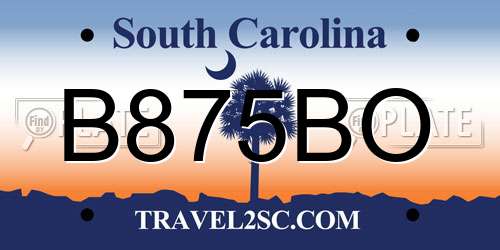 B875BO South Carolina License Plate