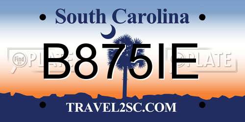 B875IE South Carolina License Plate