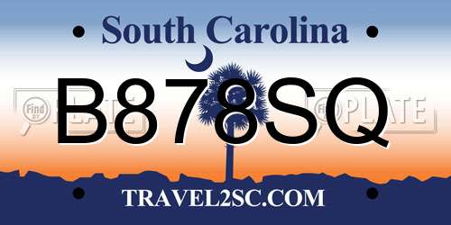 B878SQ South Carolina License Plate