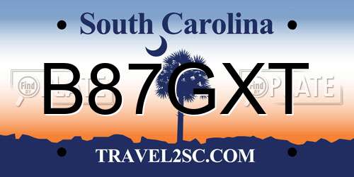 B87GXT South Carolina License Plate