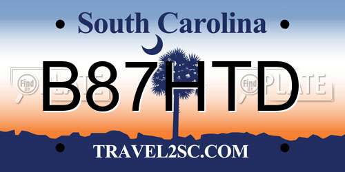 B87HTD South Carolina License Plate