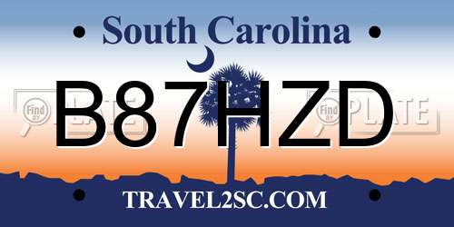 B87HZD South Carolina License Plate