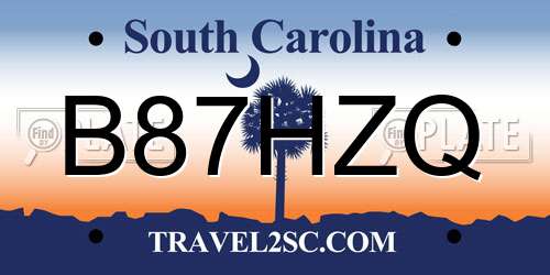 B87HZQ South Carolina License Plate