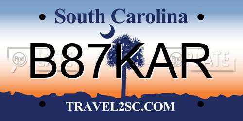 B87KAR South Carolina License Plate