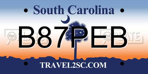 B87PEB South Carolina License Plate