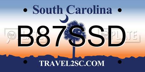 B87SSD South Carolina License Plate