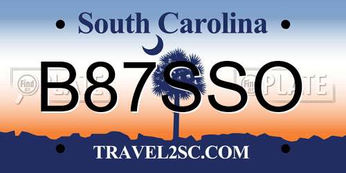 B87SSO South Carolina License Plate