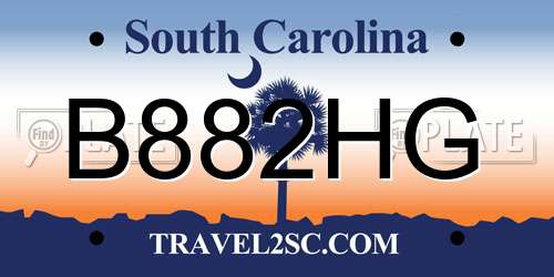 B882HG South Carolina License Plate