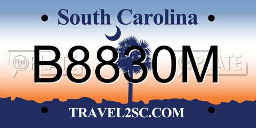 B8830M South Carolina License Plate