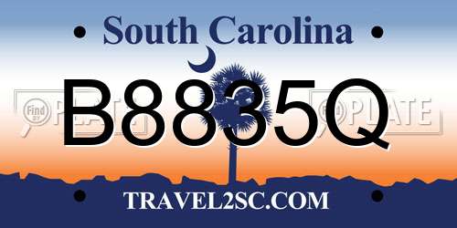 B8835Q South Carolina License Plate
