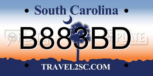 B883BD South Carolina License Plate