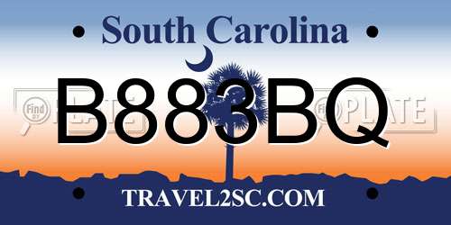 B883BQ South Carolina License Plate