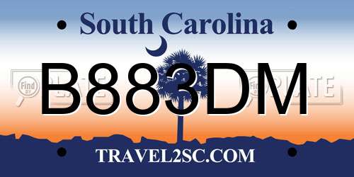 B883DM South Carolina License Plate