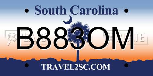 B883OM South Carolina License Plate