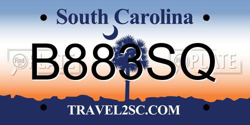 B883SQ South Carolina License Plate
