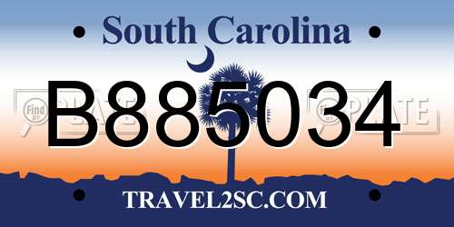 B885034 South Carolina License Plate