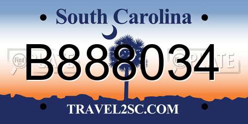B888034 South Carolina License Plate