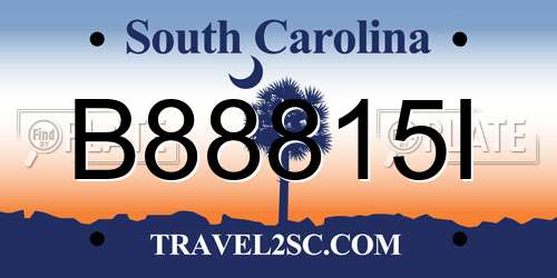 B88815I South Carolina License Plate
