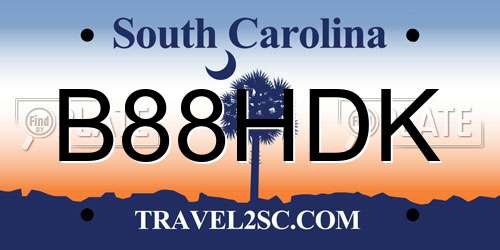 B88HDK South Carolina License Plate