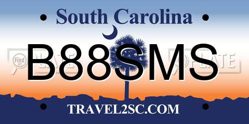 B88SMS South Carolina License Plate