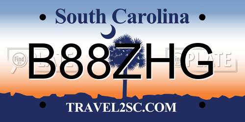 B88ZHG South Carolina License Plate