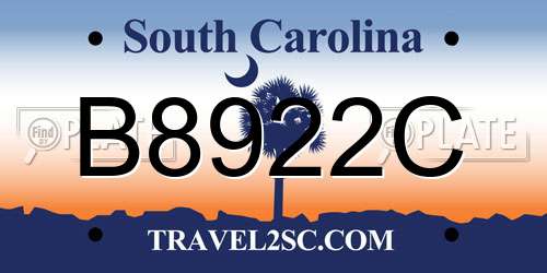 B8922C South Carolina License Plate